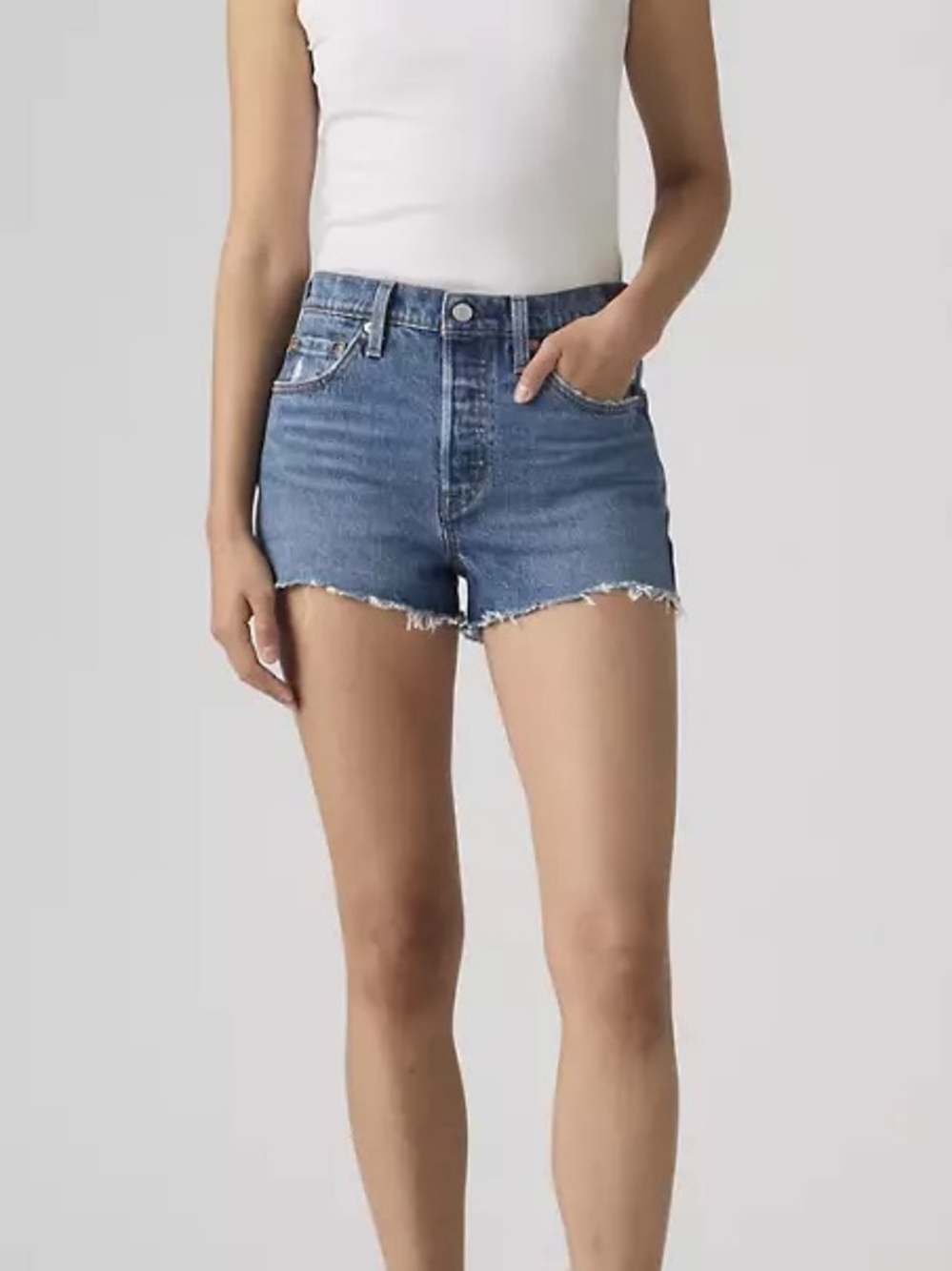 Levi's 501 Blue Denim Shorts Size 31 Womens Button Fly Cut Off Jean Shorts